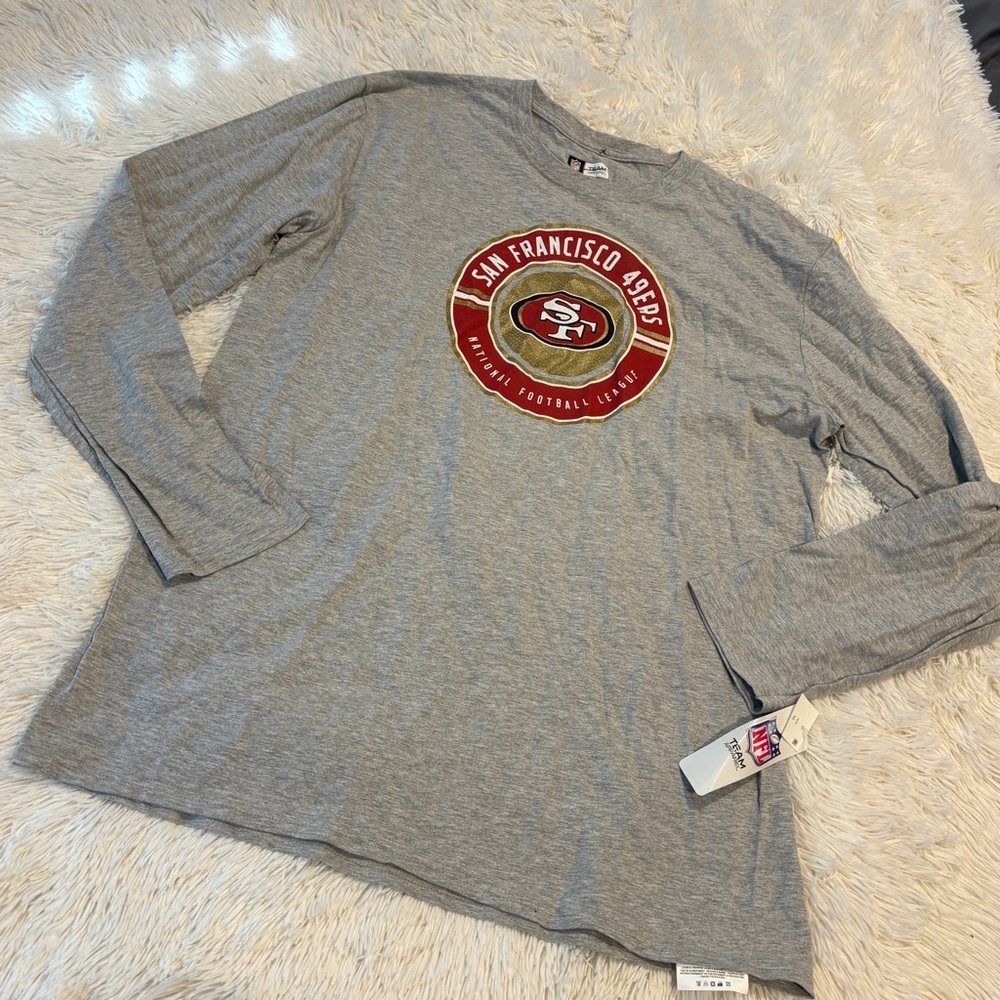 San Francisco 49ers Men’s long sleeve shirt Gray Logo Size XL NWT